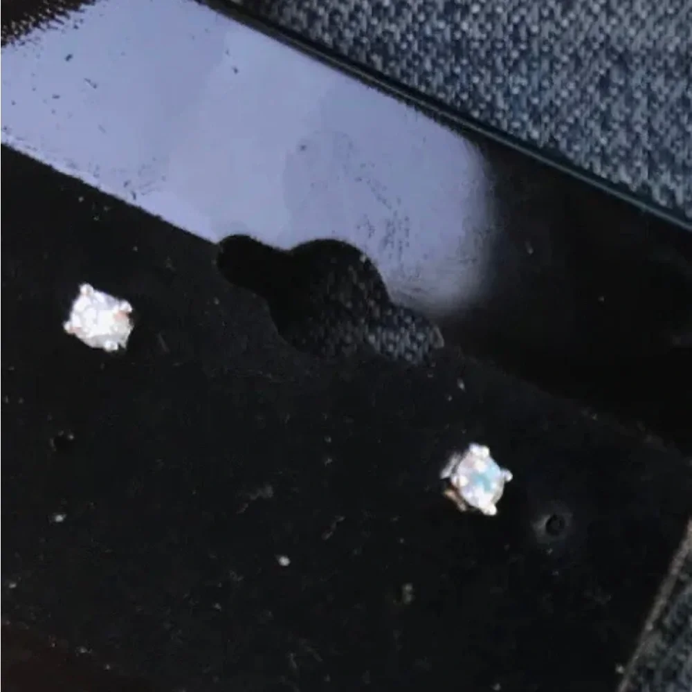 Sterling White Crystal Stud Earrings Fine Jewelry faux diamonds girls teens kids